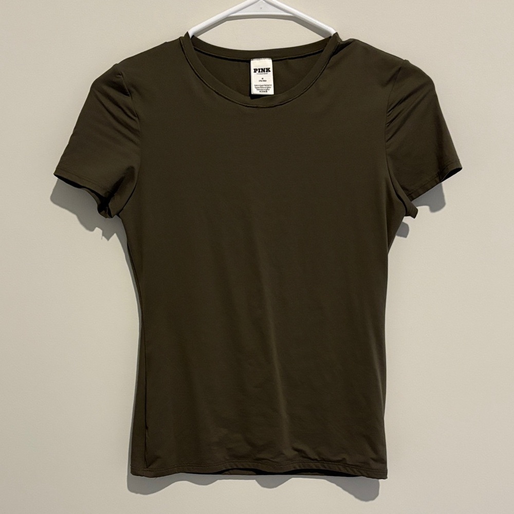 PINK Victoria's Secret Dark Olive Short Sleeve Tee